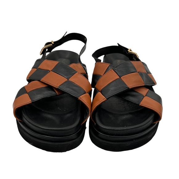 ALOHAS Women's Leather Marshmallow Scacchi Black Tan Sandals Size 42 - Picture 3 of 9